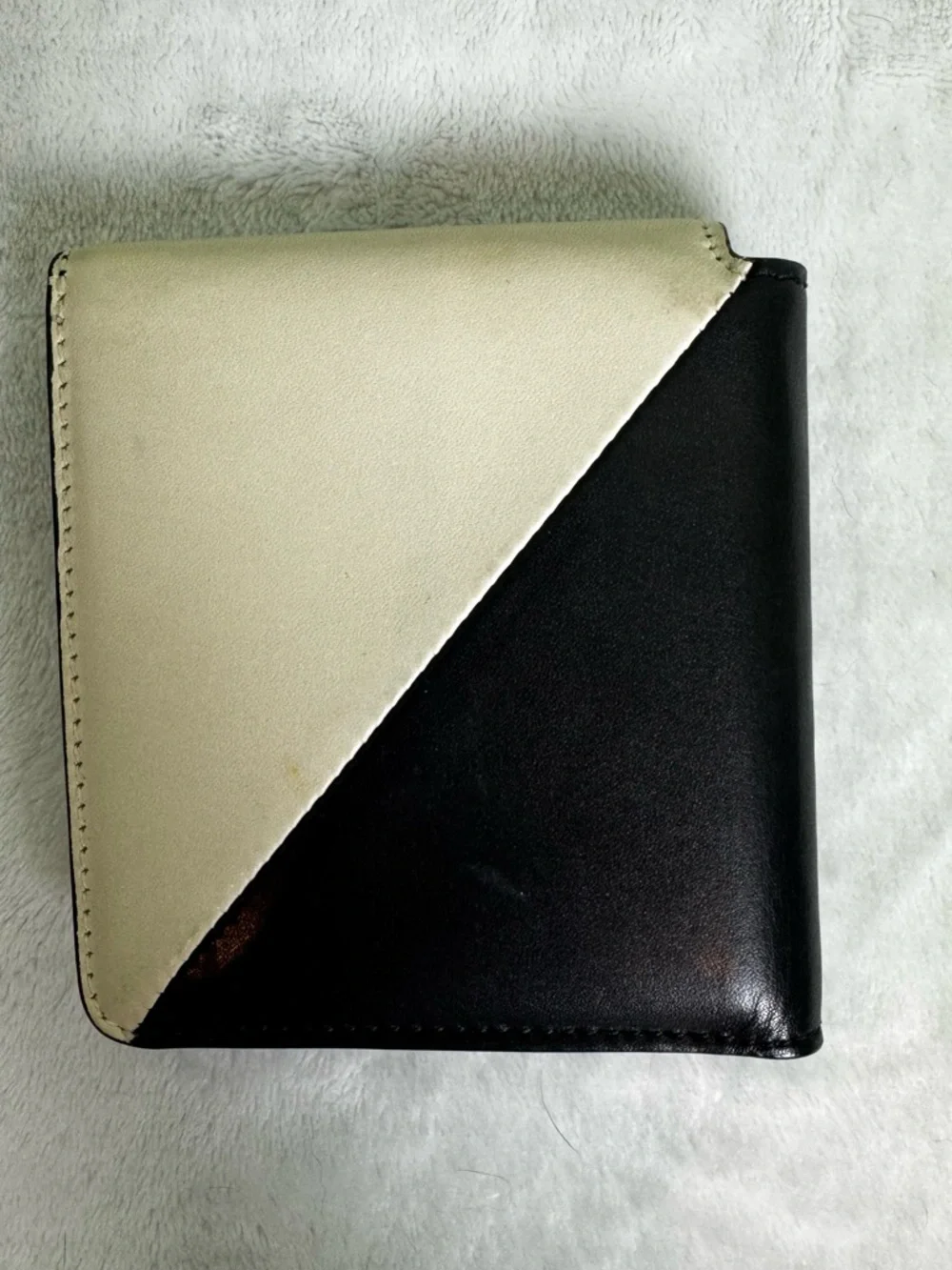 Saint Laurent YSL Jamie Bicolor Folded Wallet Black & White Leather - Picture 2 of 9